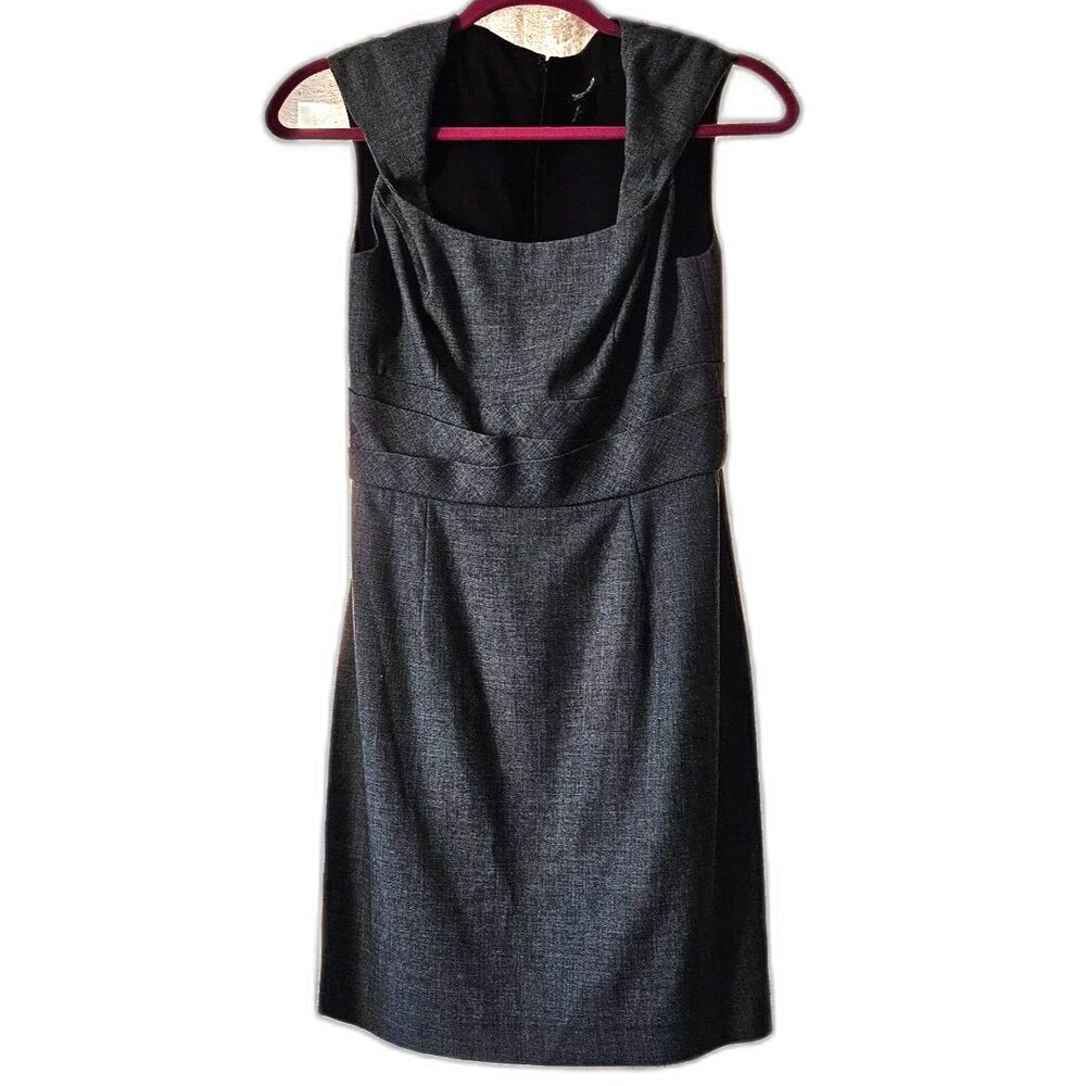 White House Black Market Gray Workwear Fitted Career Dress Knee Length Size 2